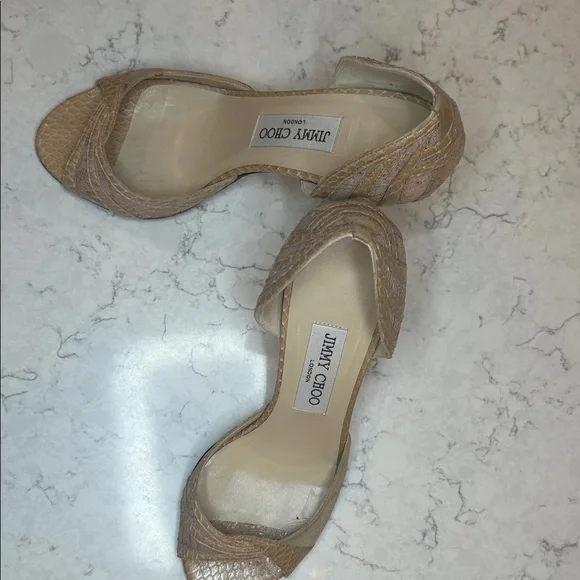 Jimmy Choo Nude Snakeskin Heels - Picture 2 of 8